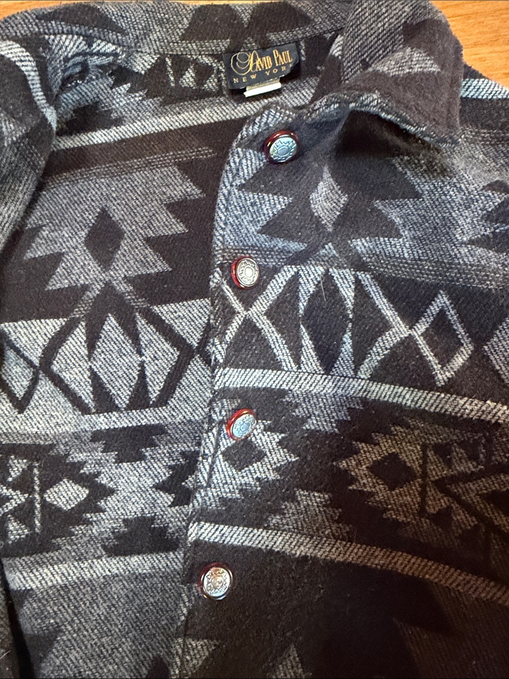 Southwestern Pattern Button-Up Jacket in Charcoal & Gray - Picture 4 of 4